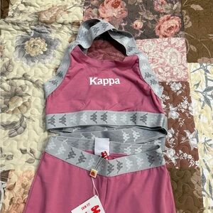 Kappa Pink Crop Tank and Shorts Pajama Set with Gray Trim